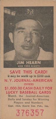 1954 New York Journal-American #NNO Jim Hearn Front