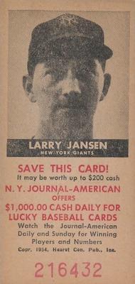 1954 New York Journal-American #NNO Larry Jansen Front