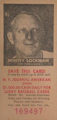 1954 New York Journal-American #NNO Whitey Lockman Front