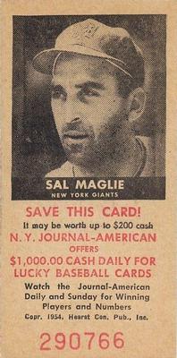 1954 New York Journal-American #NNO Sal Maglie Front