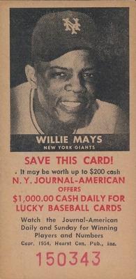 1954 New York Journal-American #NNO Willie Mays Front