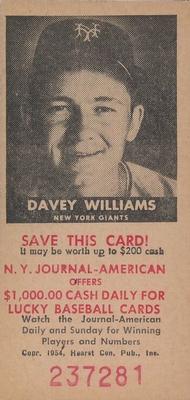 1954 New York Journal-American #NNO Davey Williams Front