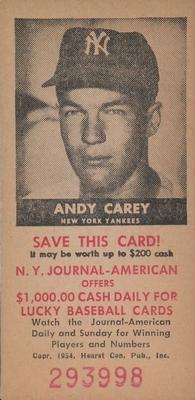 1954 New York Journal-American #NNO Andy Carey Front
