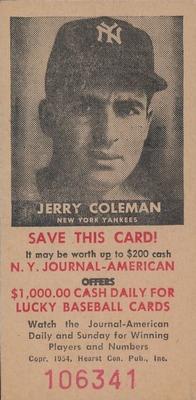 1954 New York Journal-American #NNO Jerry Coleman Front