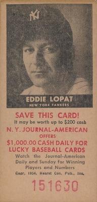 1954 New York Journal-American #NNO Eddie Lopat Front