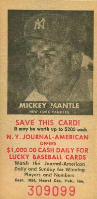 1954 New York Journal-American #NNO Mickey Mantle Front