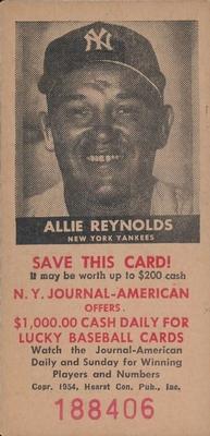 1954 New York Journal-American #NNO Allie Reynolds Front