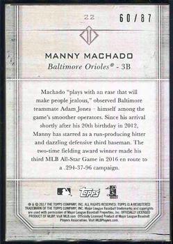 2017 Topps Transcendent Collection #22 Manny Machado Back