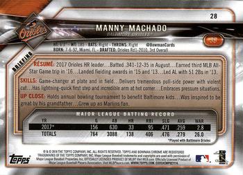 2018 Bowman #28 Manny Machado Back
