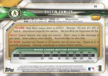 2018 Bowman #36 Dustin Fowler Back