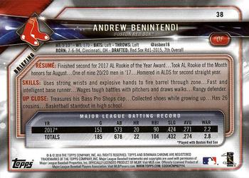 2018 Bowman #38 Andrew Benintendi Back