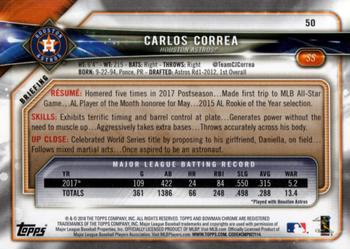 2018 Bowman #50 Carlos Correa Back