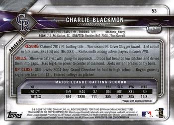 2018 Bowman #53 Charlie Blackmon Back