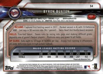 2018 Bowman #54 Byron Buxton Back