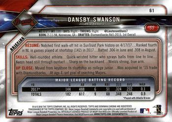 2018 Bowman #61 Dansby Swanson Back