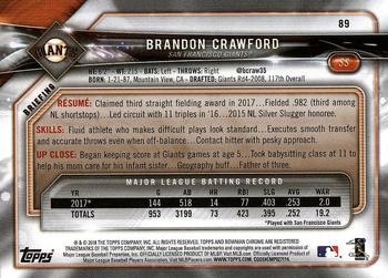 2018 Bowman #89 Brandon Crawford Back