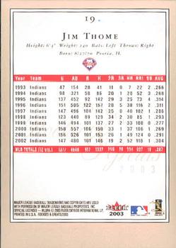 2003 Fleer Rookies & Greats #19 Jim Thome Back