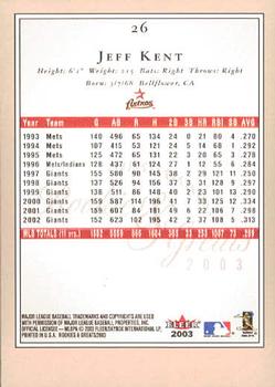 2003 Fleer Rookies & Greats #26 Jeff Kent Back