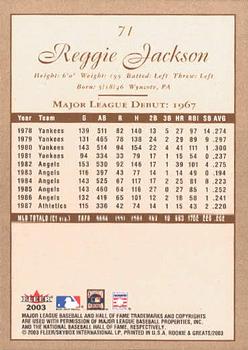 2003 Fleer Rookies & Greats #71 Reggie Jackson Back