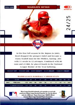 2004 Donruss World Series - Signature #WS-139 Marlon Byrd Back
