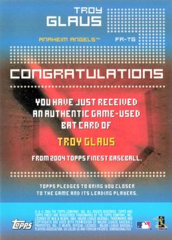 2004 Finest - Relics #FR-TG Troy Glaus Back