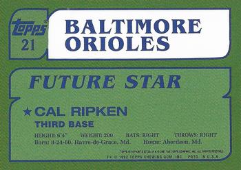2001 Topps - Future Archives Rookie Reprints Gold Border #3 Cal Ripken Jr. Back