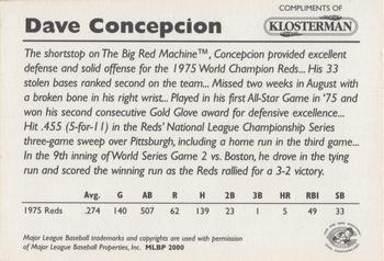 2000 Klosterman Cincinnati Reds Big Red Machine 25th Anniversary #NNO Dave Concepcion Back