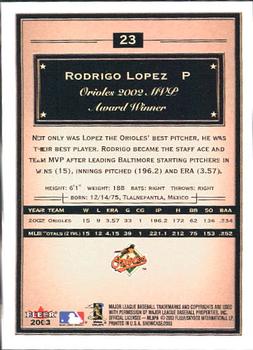 2003 Fleer Showcase #23 Rodrigo Lopez Back