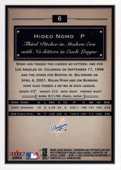 2003 Fleer Showcase #6 Hideo Nomo Back