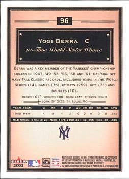 2003 Fleer Showcase #96 Yogi Berra Back