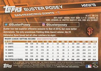 2017 Topps Holiday #HMW19 Buster Posey Back