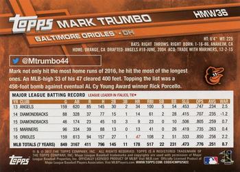 2017 Topps Holiday #HMW36 Mark Trumbo Back