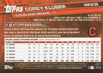 2017 Topps Holiday #HMW39 Corey Kluber Back