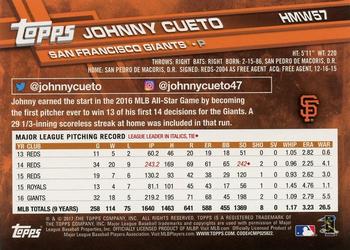 2017 Topps Holiday #HMW57 Johnny Cueto Back