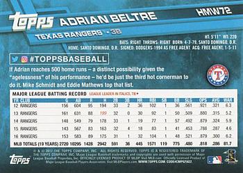 2017 Topps Holiday #HMW72 Adrian Beltre Back
