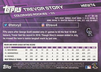 2017 Topps Holiday #HMW74 Trevor Story Back