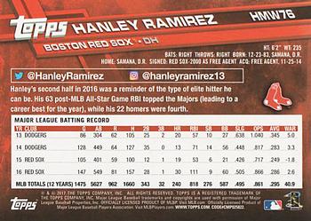 2017 Topps Holiday #HMW76 Hanley Ramirez Back