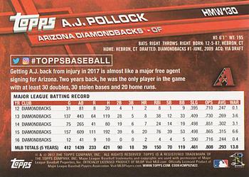 2017 Topps Holiday #HMW130 A.J. Pollock Back
