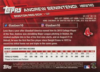 2017 Topps Holiday #HMW140 Andrew Benintendi Back