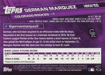 2017 Topps Holiday #HMW155 German Marquez Back