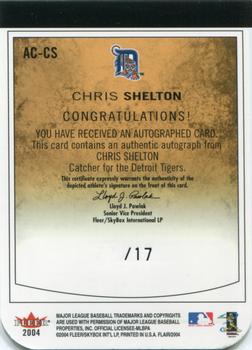 2004 Flair - Autograph Die Cut #AC-CS Chris Shelton Back