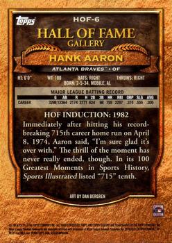 2017 Topps Gallery - Hall of Fame Gallery Green #HOF-6 Hank Aaron Back