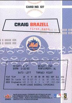 2003 Fleer Splendid Splinters #127 Craig Brazell Back
