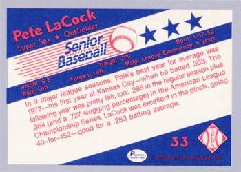 1990 Pacific Senior League - Glossy #33 Pete LaCock Back
