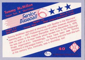 1990 Pacific Senior League - Glossy #40 Tommy McMillan Back