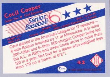 1990 Pacific Senior League - Glossy #42 Cecil Cooper Back