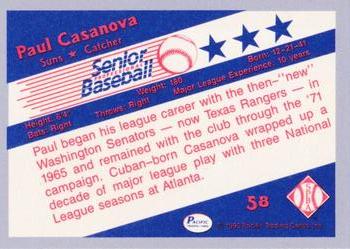 1990 Pacific Senior League - Glossy #58 Paul Casanova Back