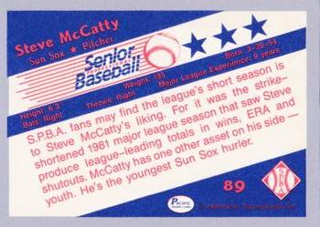 1990 Pacific Senior League - Glossy #89 Steve McCatty Back