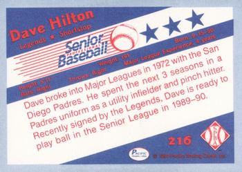 1990 Pacific Senior League - Glossy #216 Dave Hilton Back