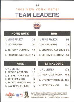 2003 Fleer Tradition #19 Mike Piazza / Al Leiter Back